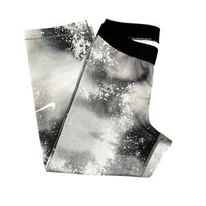 Nike Pro Women's Cropped Mid-Rise Activewear Leggings Gray White Sz S